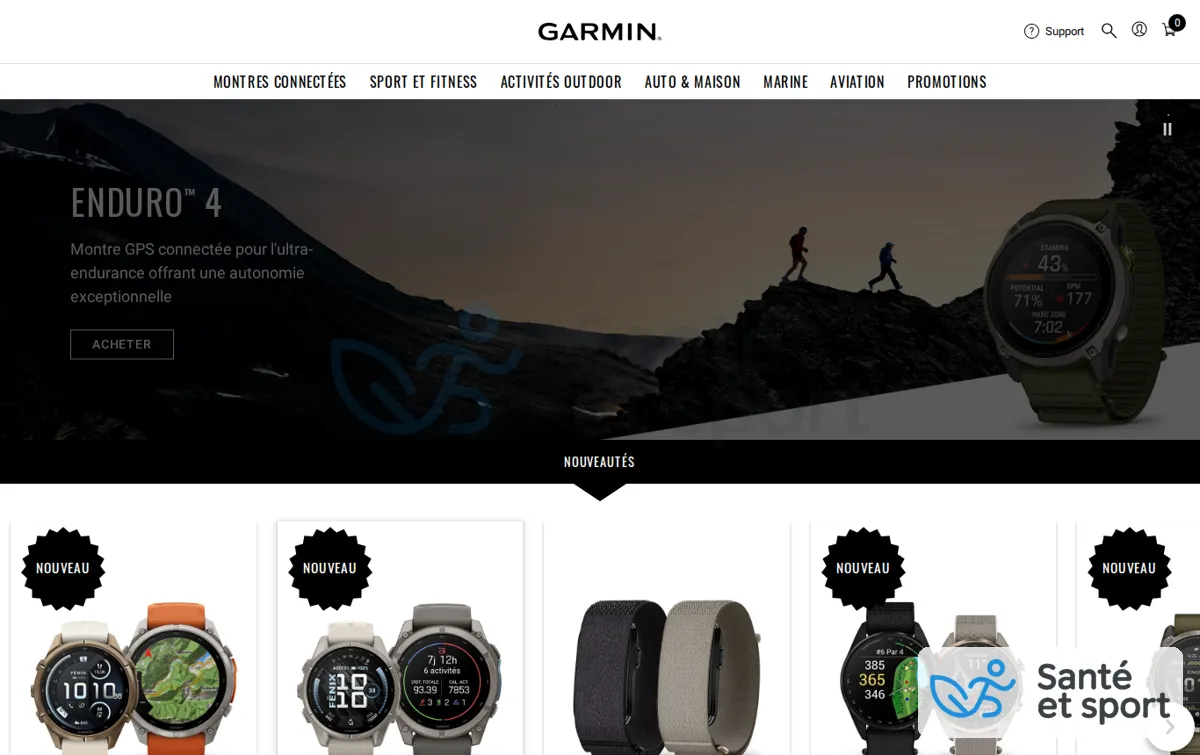 Capture : Site officiel Garmin | France